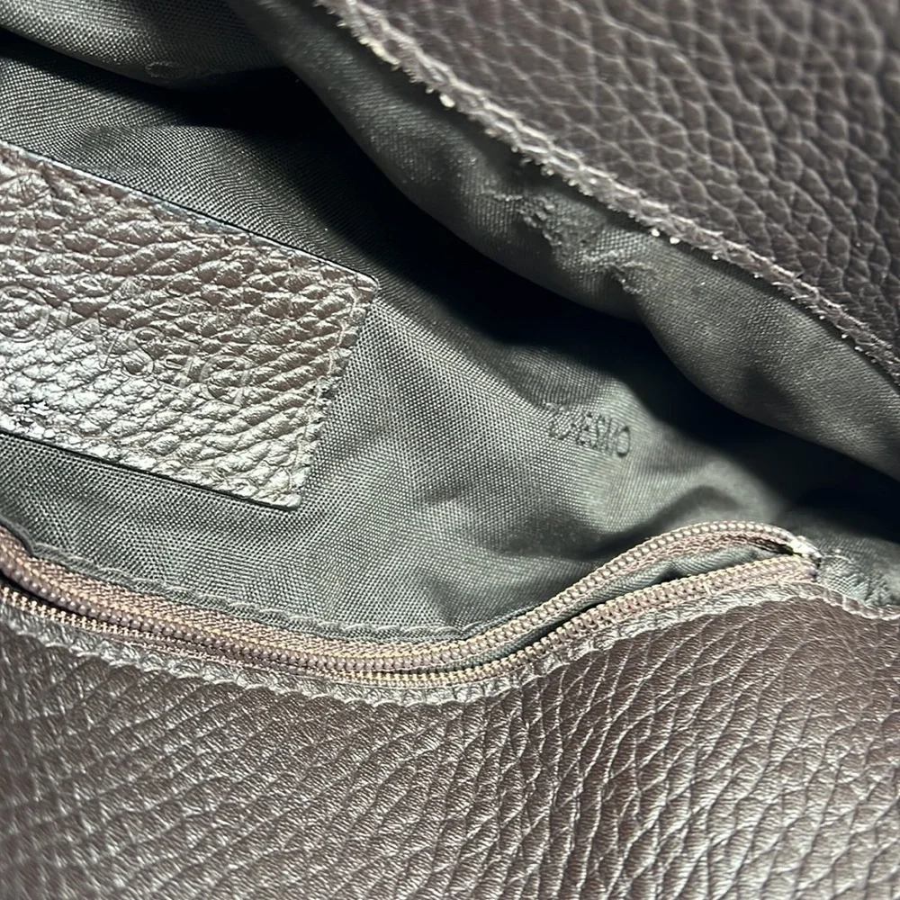 Desmo Brown Pebbled Leather Foldover Shoulder Crossbody Bag - Picture 10 of 11